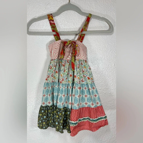 Matilda Jane Serendipity Ruby Ellie Dress Knot Straps Kids Girls 4 Mixed Print - Picture 1 of 13